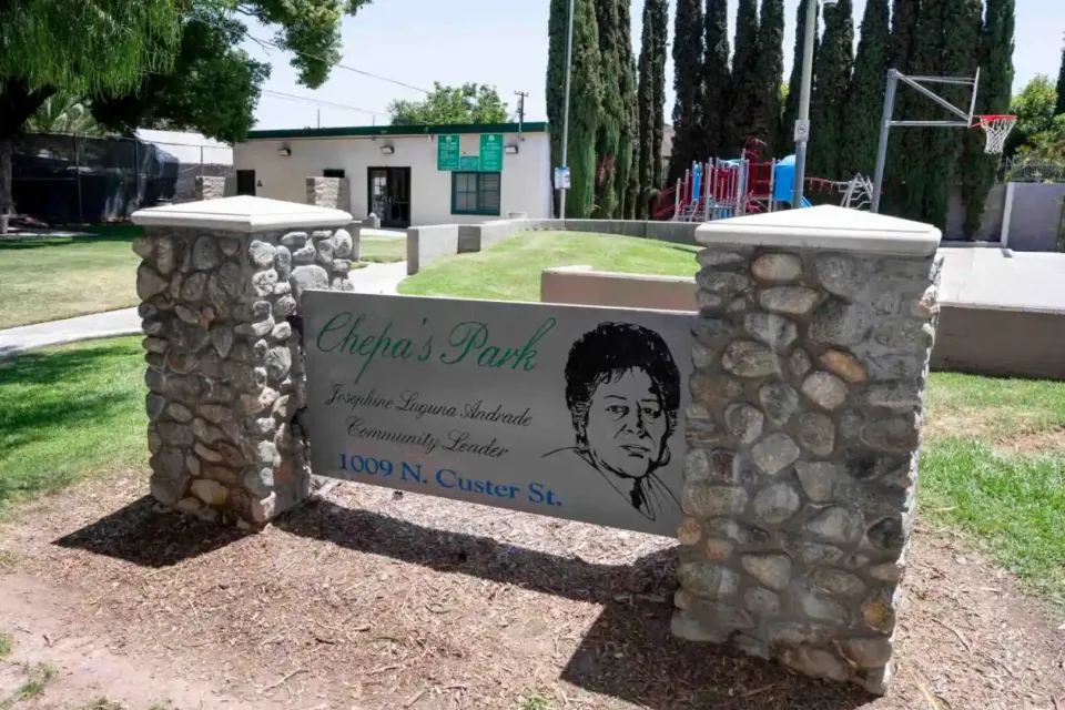 Sign for Chepa's Park, Barrio Logan, Santa Ana, CA